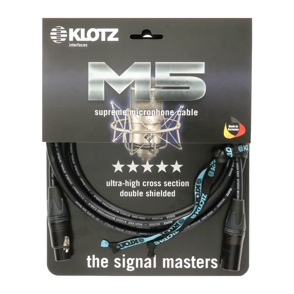 کابل میکروفون 5 متری نوتریک کلوتز (دو شیلد) Klotz Neutrik XLR-XLR Cable 5m G1 (Two Shield)
